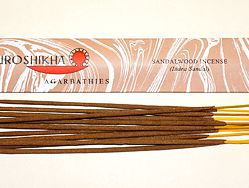 AUROSHIKHA Sandalwood  přírodní vonné tyčinky, agarbathi vhodné k provonění prostoru s ušlechtilou vůní