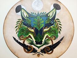 Malba na šamanský buben - 50cm - vlk
