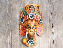 GANESHA dřevěná maska, béžová symbol požehnání, stability a duchovního vedení, podporuje začátky, přináší do prostoru klid a harmonii 