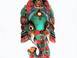GANESHA maska, kov dřevo kámen XL