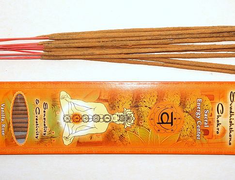 Vonné tyčinky - čakrové - 2.č.SVÁDHISTHÁNA vhodné pro harmonizaci energetických center, čaker, čakrové vonné tyčinky