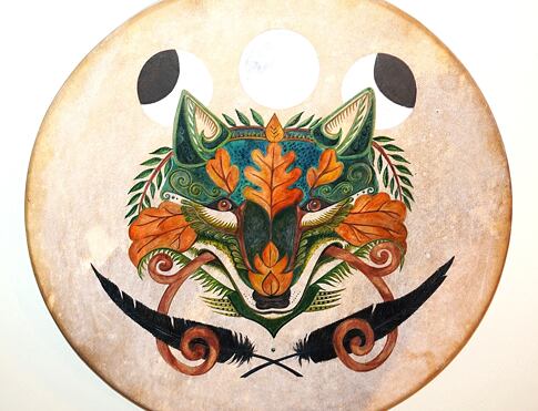 Malba na šamanský buben - 50cm - vlk