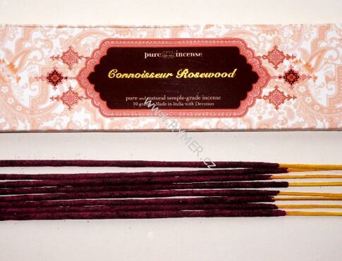 Vonné tyčinky - Pure Incense, Rosewood přírodní luxusní vonné tyčinky, agarbathi vhodné k provonění prostoru s ušlechtilou vůní
