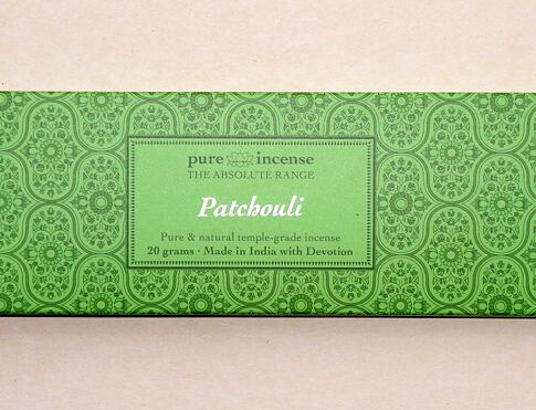 Vonné tyčinky - Pure Incense, Absolute Patchouli  přírodní luxusní vonné tyčinky, agarbathi vhodné k provonění prostoru s ušlechtilou vůní