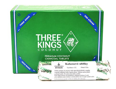 Kokosové uhlíky Three Kings 100 ks tablet v krabici – přírodní uhlík na vykuřování