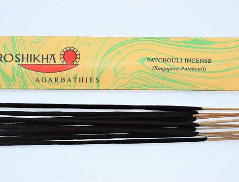 AUROSHIKHA Patchouli  přírodní vonné tyčinky, agarbathi vhodné k provonění prostoru s ušlechtilou vůní