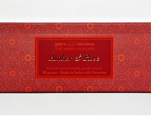Vonné tyčinky - Pure Incense, Absolute Amber a Rose  přírodní luxusní vonné tyčinky, agarbathi vhodné k provonění prostoru s ušlechtilou vůní