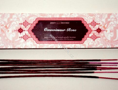 Vonné tyčinky - Pure Incense, Rose přírodní luxusní vonné tyčinky, agarbathi vhodné k provonění prostoru s ušlechtilou vůní
