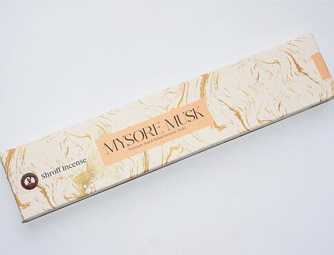 Vonné tyčinky - SHROFF MYSORE MUSK přírodní luxusní vonné tyčinky, agarbathi vhodné k provonění prostoru s ušlechtilou vůní