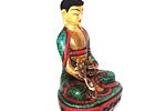 BUDDHA soška /kov, vykládaná tyrkysem, pozlacená