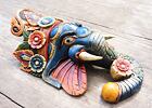 GANESHA maska, dřevo modrá, symbol požehnání, stability a duchovního vedení, podporuje začátky, přináší do prostoru klid a harmonii 