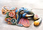 GANESHA maska, dřevo modrá, symbol požehnání, stability a duchovního vedení, podporuje začátky, přináší do prostoru klid a harmonii 