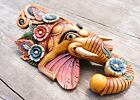 GANESHA dřevěná maska, béžová  symbol požehnání, stability a duchovního vedení, podporuje začátky, přináší do prostoru klid a harmonii 