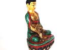 BUDDHA soška /kov, vykládaná tyrkysem, pozlacená