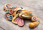 GANESHA dřevěná maska, bílá, symbol požehnání, stability a duchovního vedení, podporuje začátky, přináší do prostoru klid a harmonii 