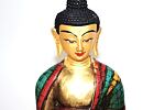 BUDDHA soška /kov, vykládaná tyrkysem, pozlacená
