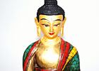 BUDDHA soška /kov, vykládaná tyrkysem, pozlacená