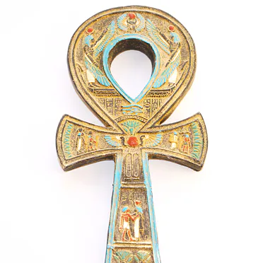EGYPTSKÝ KŘÍŽ, ANCH barevná patina, kámen