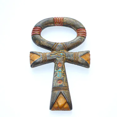 EGYPTSKÝ KŘÍŽ, ANCH barevná patina, kámen /2