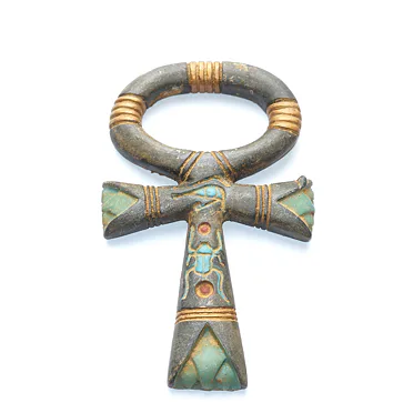 EGYPTSKÝ KŘÍŽ, ANCH barevná patina, kámen /5