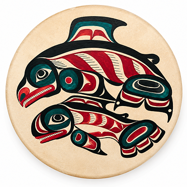 Malba na šamanský buben 50 cm - Kosatky (Haida)