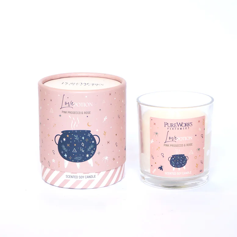 Svíce Magic, LOVE POTION ( Pink Prosecco and Rose ) jemná svíce ze sojového vosku, k provonění a harmonizaci prostoru 
