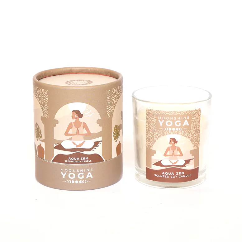 Svíce Moonshine Yoga, AQUA ZEN, k podpoře vašich rituálů, jógové praxi, relaxaci a očistě