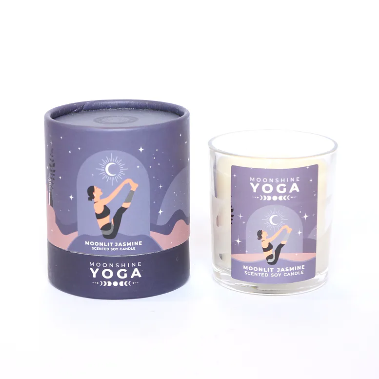 Svíce Moonshine Yoga, MOONLIT JASMINE, k podpoře vašich rituálů, jógové praxi, relaxaci a očistě