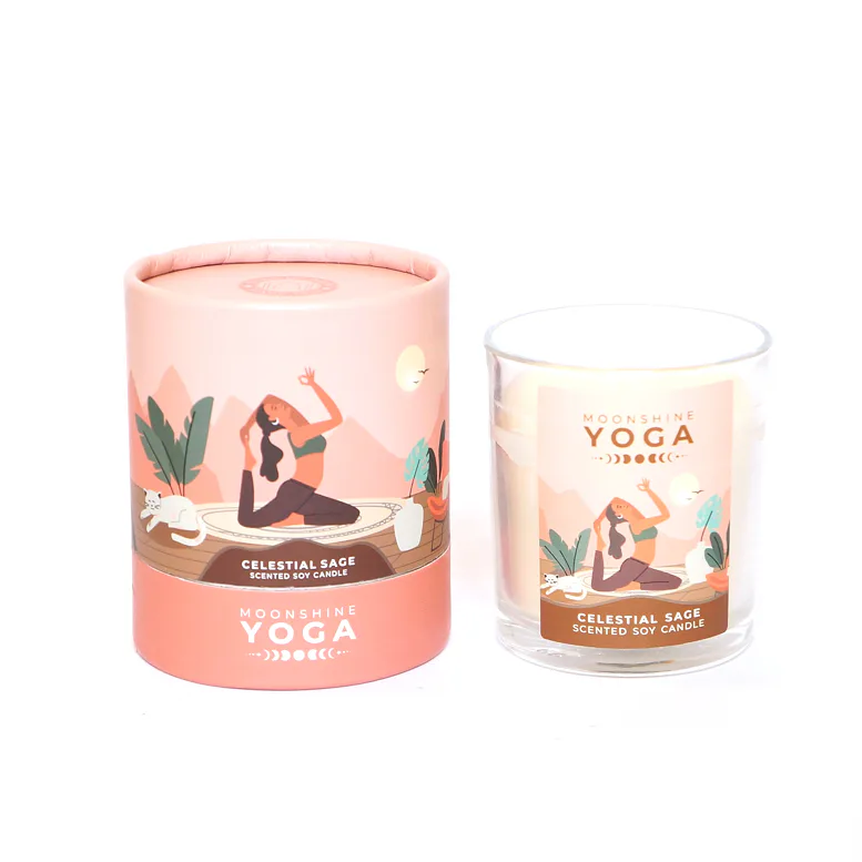 Svíce Moonshine Yoga, CELESTIAL SAGE, k podpoře vašich rituálů, jógové praxi, relaxaci a očistě