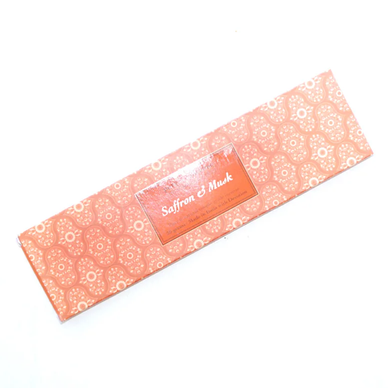 Vonné tyčinky - Pure Incense, Absolute Saffron a Musk  přírodní luxusní vonné tyčinky, agarbathi vhodné k provonění prostoru s ušlechtilou vůní