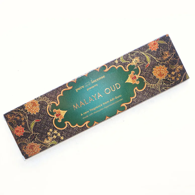 Vonné tyčinky - Pure Incense, Malaya Oud přírodní luxusní vonné tyčinky, agarbathi vhodné k provonění prostoru s ušlechtilou vůní