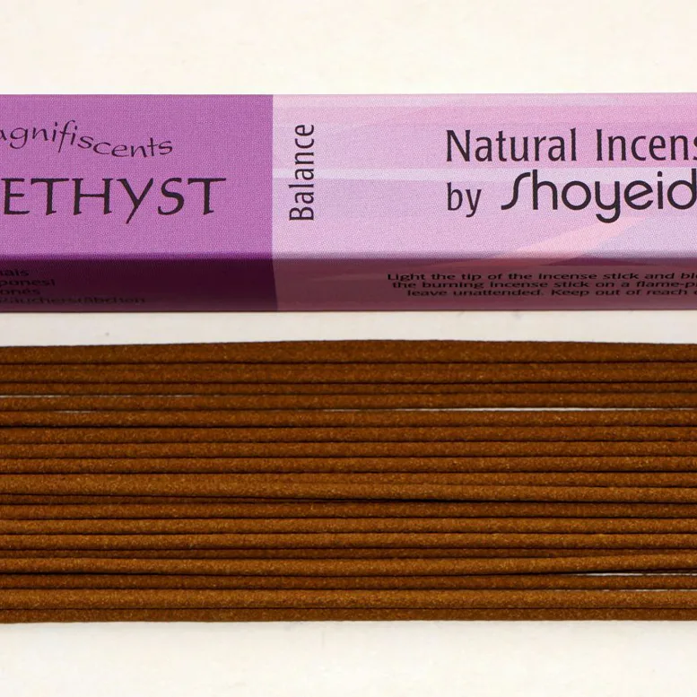 Vonné tyčinky - Magnifiscents - AMETHYST, Shoyeido  luxusní vonné tyčinky s minimem kouře pro provonění prostoru a vytvoření relaxační atmosféry