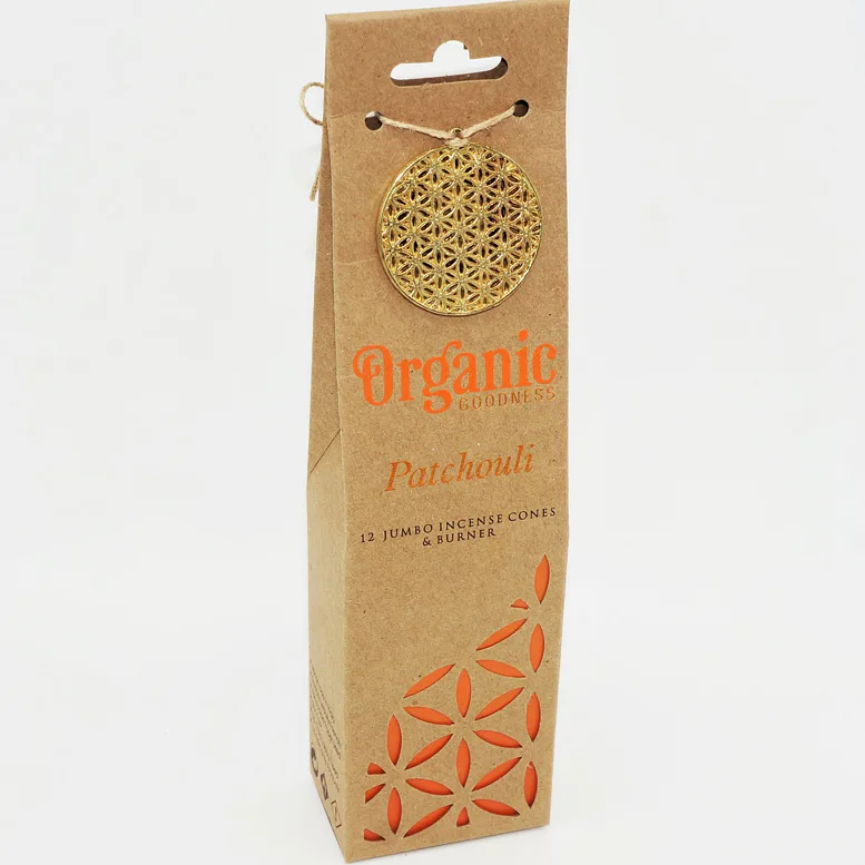 Vonné kužílky - Organic PATCHOULI přírodní vykuřovací kužílky, františky vhodné k provonění místností, harmonizaci a meditaci