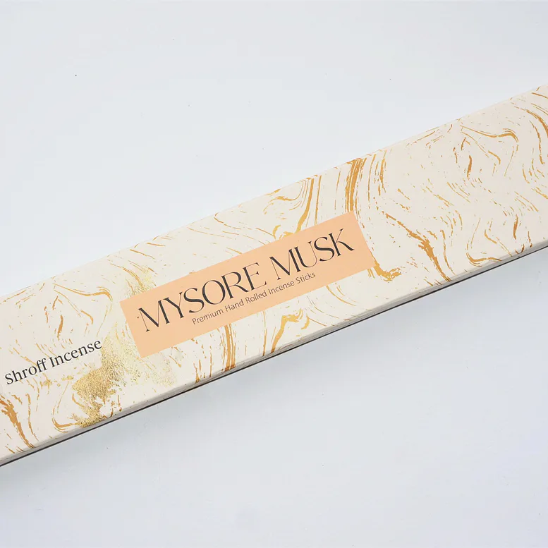 Vonné tyčinky - SHROFF MYSORE MUSK přírodní luxusní vonné tyčinky, agarbathi vhodné k provonění prostoru s ušlechtilou vůní