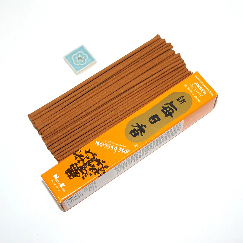 Vonné tyčinky - Morning Star AMBER, Nippon Kodo /50 ks  luxusní vonné tyčinky s minimem kouře pro provonění prostoru a vytvoření relaxační atmosféry