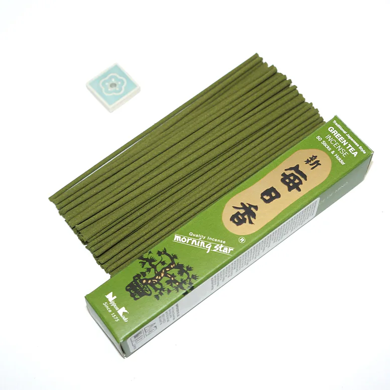 Vonné tyčinky - Morning Star GREEN TEA, Nippon Kodo /50ks  luxusní vonné tyčinky s minimem kouře pro provonění prostoru a vytvoření relaxační atmosféry