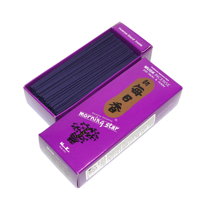 Vonné tyčinky - Morning Star MUSK, Nippon Kodo  luxusní vonné tyčinky s minimem kouře pro provonění prostoru a vytvoření relaxační atmosféry