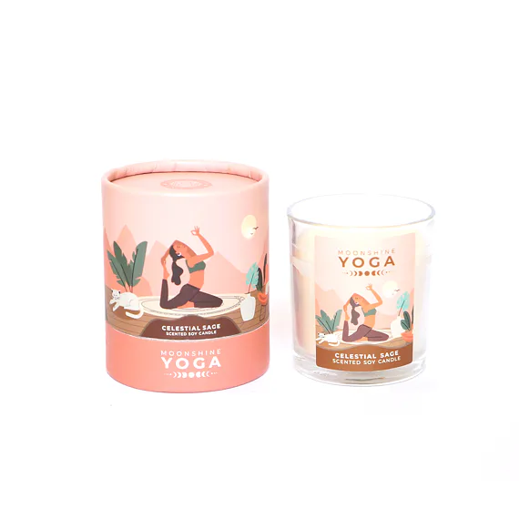 Svíce Moonshine Yoga, CELESTIAL SAGE, k podpoře vašich rituálů, jógové praxi, relaxaci a očistě