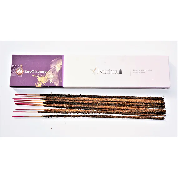 Vonné tyčinky - SHROFF PATCHOULI přírodní luxusní vonné tyčinky, agarbathi vhodné k provonění prostoru s ušlechtilou vůní